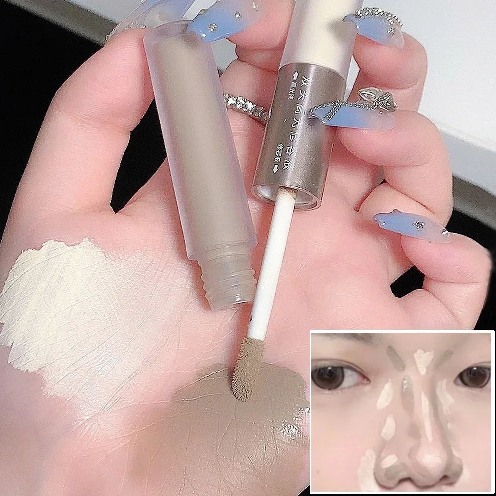 2 In 1 Bronzer Marrone Contouring Stick Waterproof Liquid Texture Highlighters Shadow Contouring Pencil Face Brightening Cosmetics