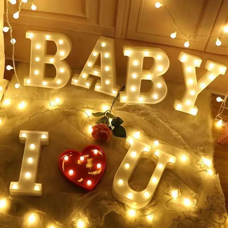 3D Led Night Lamp 26 Letter 0-9 Digital Marquee Sign Alphabet Light Wall Hanging Lamp Indoor Decor Wedding Party Led Night Light