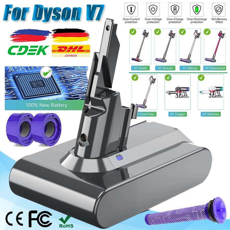 Per Batteria Dyson V7 21.6V 6.0Ah Batteria Di Ricambio Per Aspirapolvere V7/Sv11 Motorhead Pro V7 Trigger Per Batteria Dyson V7