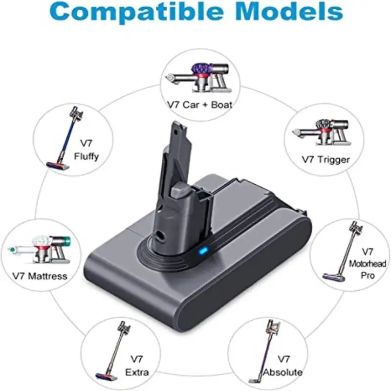 6000Mah 21.6V Per Batteria Dyson V7 V7 Animal Cordless Stick Vacuum V7 Motorhead Pro/Trigger/Animal V7 Aspirapolvere Pastella