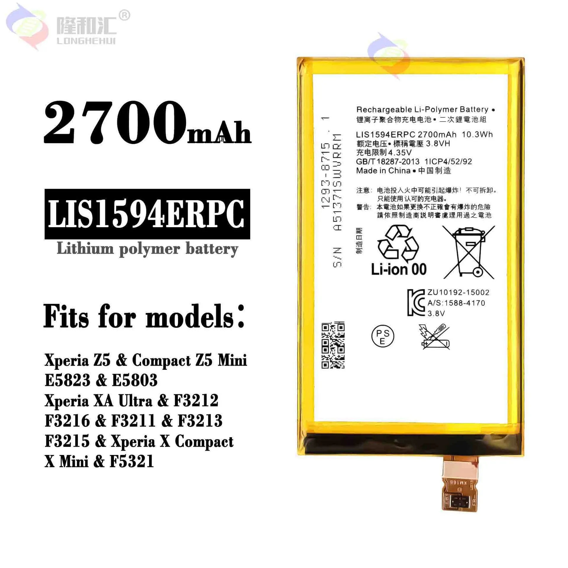 Sony Originale 2700Mah Lis1594Erpc Batteria Per Sony Xperia F5321 Z5C Z5 Mini E5823 Z5 Compact Genuina C6 F3216 F3215 F3216Xc
