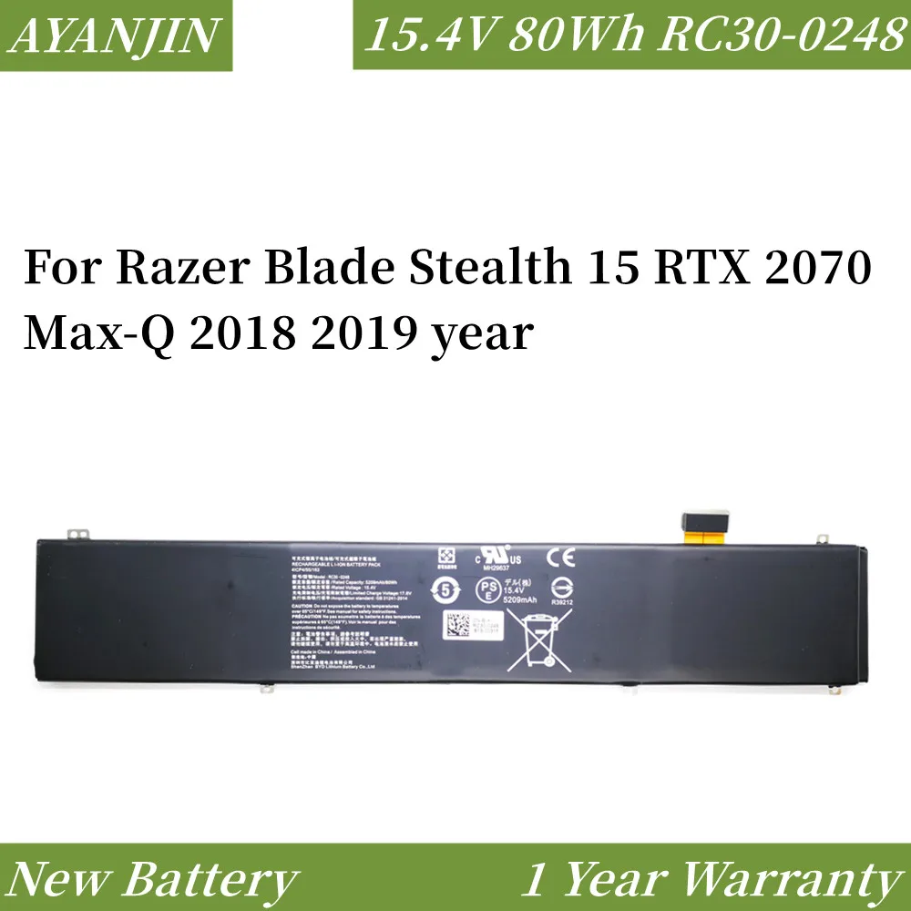 Nuova Batteria Per Laptop 15.4V 5209Mah 80Wh Rc30-0248 Rz09-02386 Per Razer Blade Stealth 15 Rtx 2070 Max-Q 2018 2019 Anno