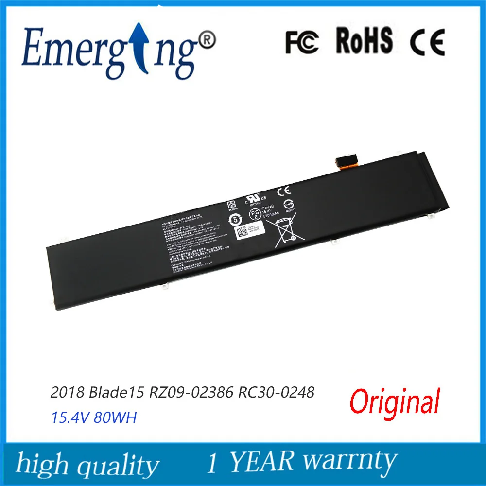 Batteria Per Laptop Originale 15.4V 80Wh Rc30-0248 Per Razer Blade Stealth 15 Rtx 2070 Max-Q 2018 2019 Anno Rz09-02386