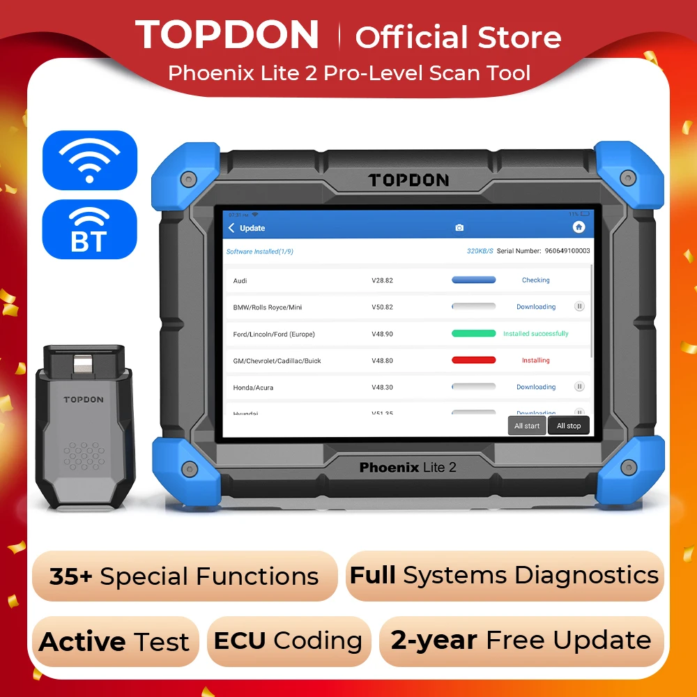 Topdon Phoenix Lite 2 Obd2 Strumento Diagnostico Per Auto Scanner Di Codifica Ecu Professionale Vag Strumenti Automobilistici Bidirezionali Test Attiv
