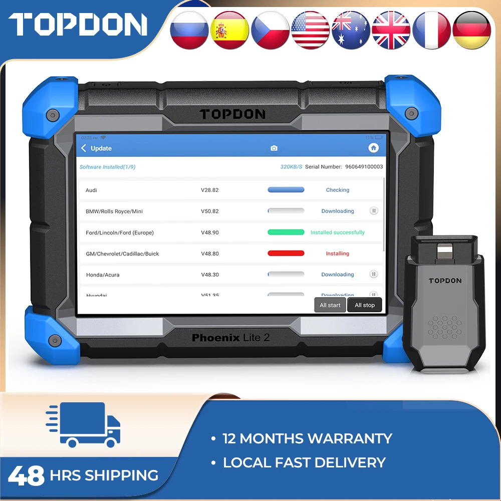 Topdon Phoenix Lite 2 Codifica Online/Ecu 28 + Funzioni Di Servizio Strumento Scanner Diagnostico All-In-One Controllo Bidirezionale