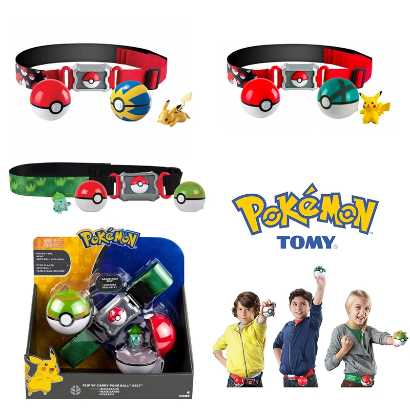 Tomy Pokemon Edition Pokeball Belt Pikachu Pokeball Set Retrattile Takara Action Figure Modello Giocattolo Per Bambini Regalo