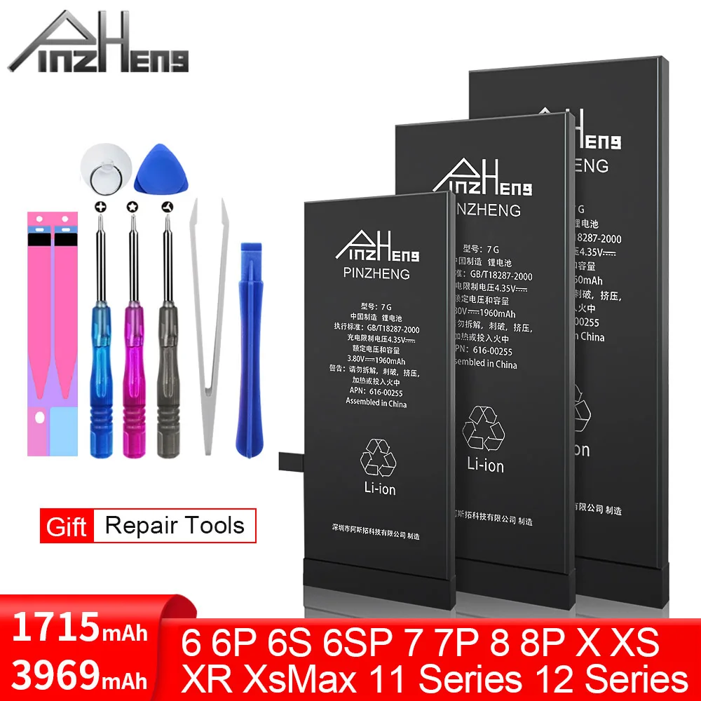 Batteria Pinzheng Per Iphone 6 6S 7 8 Plus Batterie Di Ricambio Bateria Ad Alta Capacità Per Iphone 11 12 X Xs 11Pro Max Xr
