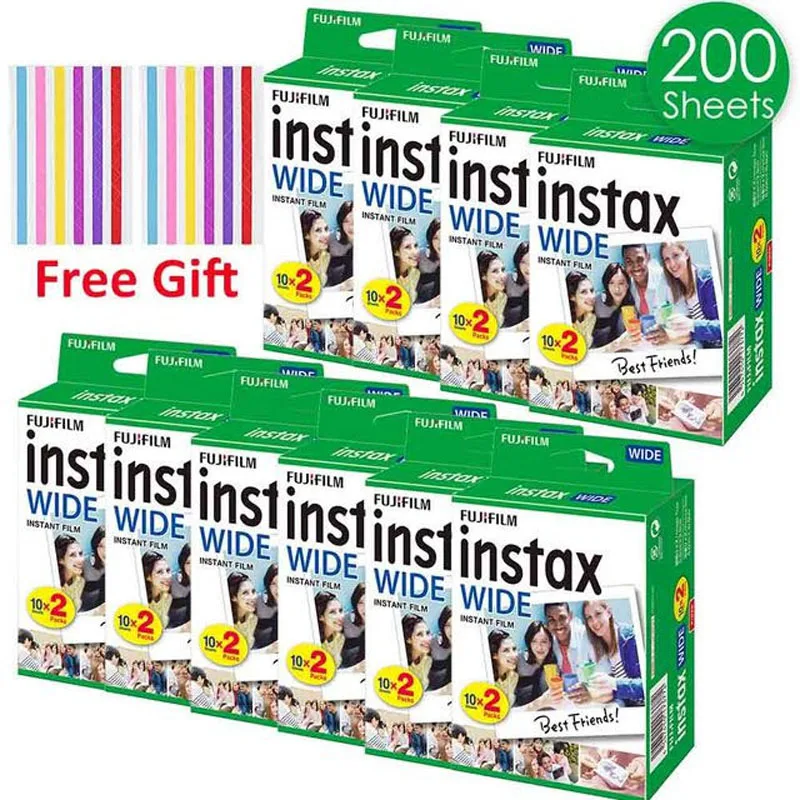 Per Fujifilm Instax Wide 210 200 300 100 500Af Fotocamera A Pellicola Istantanea 10-200 Fogli Instax Mini Film Larghi Carta Fotografica