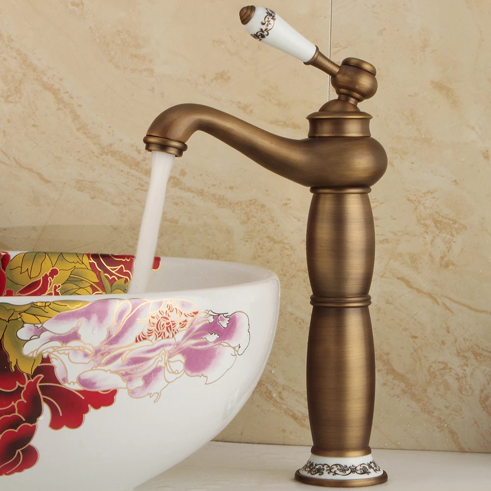 Retro Einhebel Wasserhahn Waschbecken Kauche Bad Armatur Mischbatterie Messing