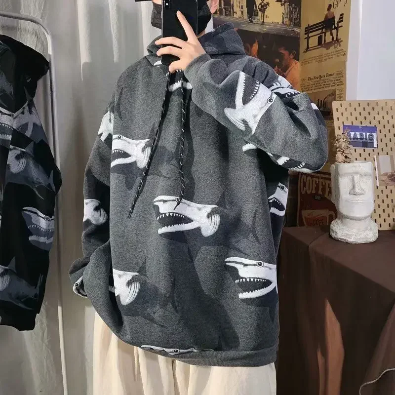 Felpa Per Uomo Anime Nero Con Cappuccio Abbigliamento Maschile Manga Shark Felpe Con Cappuccio Cheap Emo Designer Streetwear Harajuku Fashion No Brand