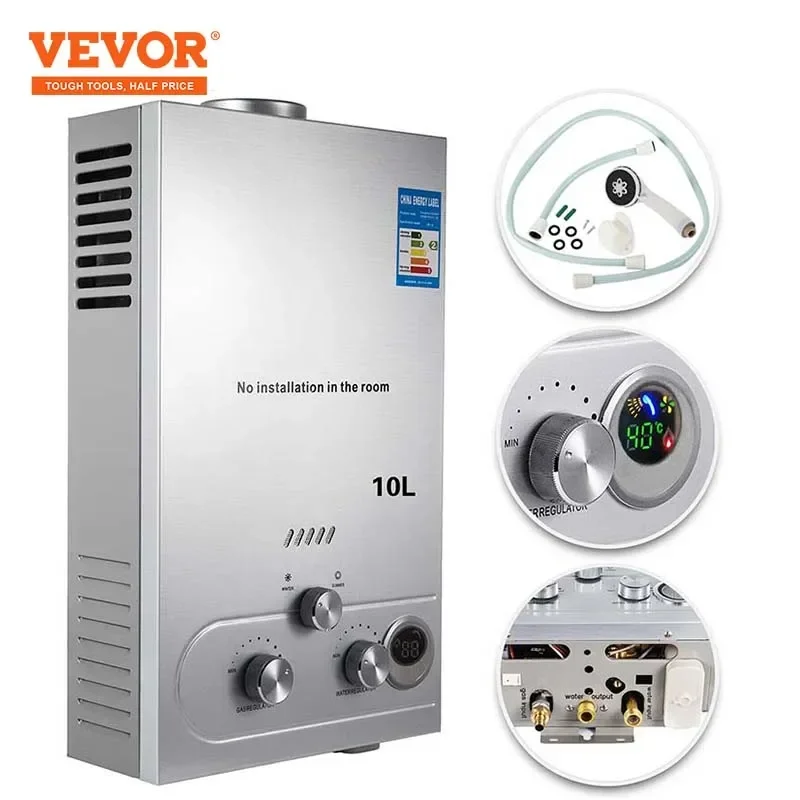 Vevor Gpl Scaldabagno A Gas Istantaneo Scaldabagno Butano Propano Gas Boilerr 6-18L Caldaia A Gpl Elettrodomestici Riscaldatori Esterni