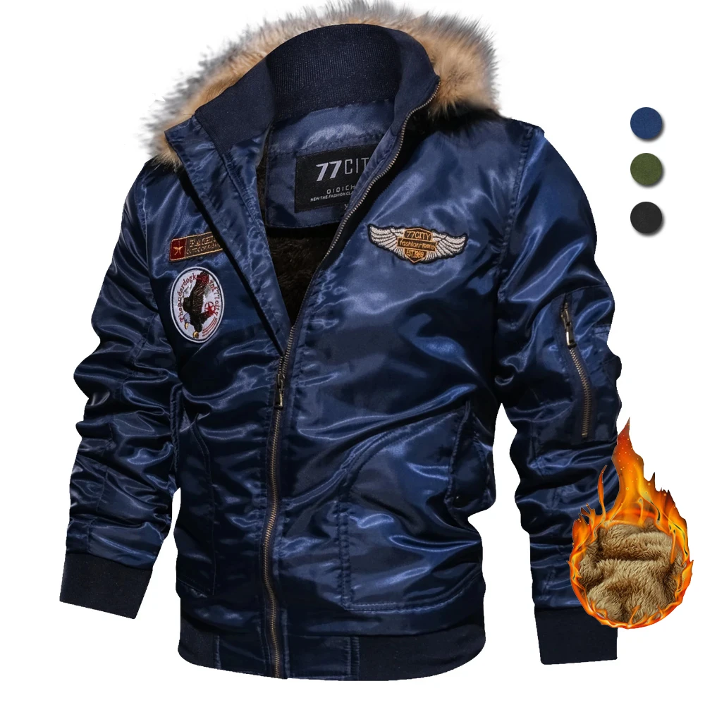 Giubbotto Bomber Di Marca Da Uomo Giacche Da Pilota In Pile Spesso Parka Con Cappuccio Invernale Cappotti Da Moto Militari Dell'Esercito Capispalla Ca