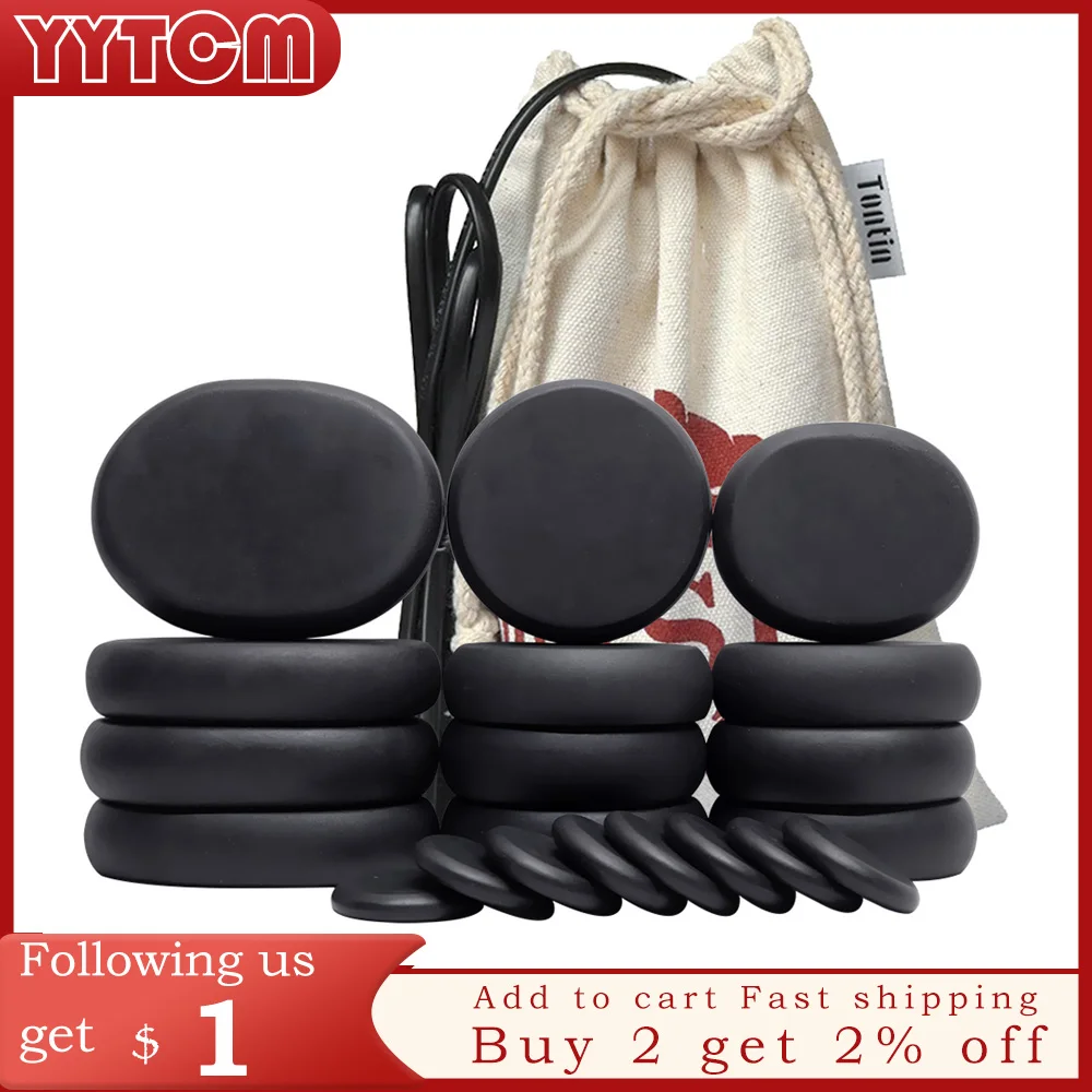 Tontin Hot Stone Massage Set Riscaldatore Stress Spa Solan Tool Lava Basalto Ronde Massage Tool Stenen Ce Rosh