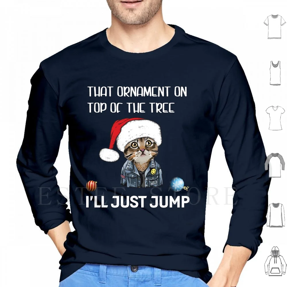 Christmas Cat Christmas Tree Ornament Just Jump At The Top Felpe Con Cappuccio Cat Christmas Tree Ornament Top Of