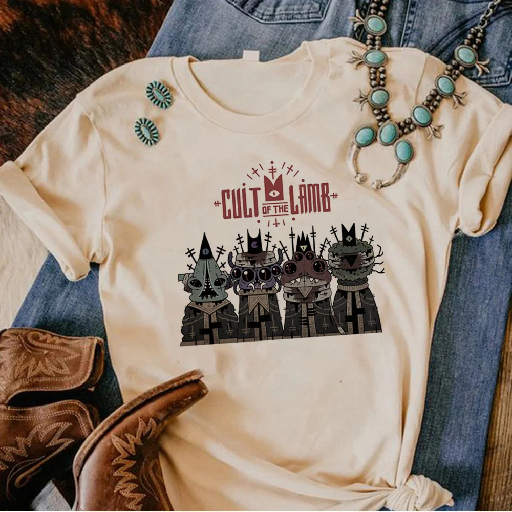 T-Shirt Cult Of The Lamb Donna Y2K T Shirt Girl Streetwear Abbigliamento