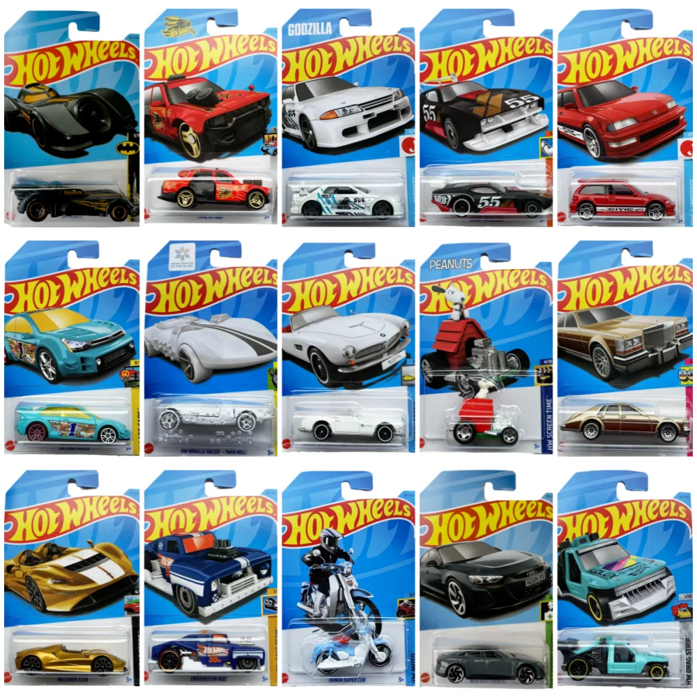 Hot Wheels 2023 Batmobile Bmw Snoopy Cadillac Aston Martin Chevy Audi Honda Civic Jeep Nissan Ford Toy Car Diecast Model 1/64
