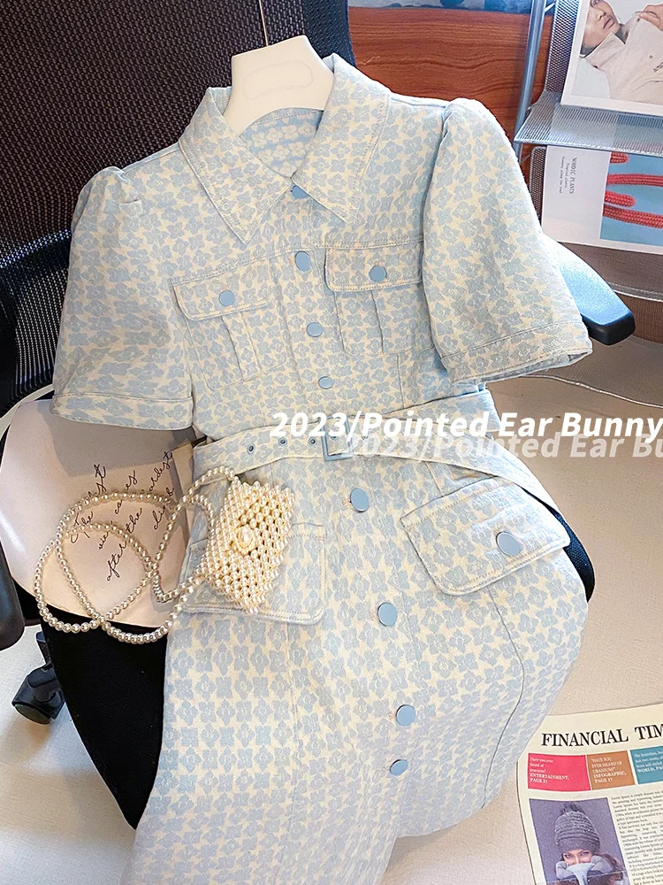 Tea Break Milk Sweet Waist Dress Per Le Donne Nell'Estate 2023, New High-End Feel Slimming, Vestito Popolare Quest'Anno