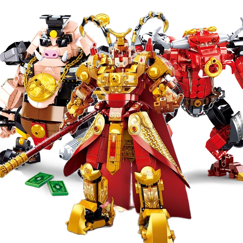 Moc Monkey King Warrior Mech Sun Wukong Monkie Mecha Figure City Building Blocks Demon Bull King Bricks Set Giocattoli Per Bambini Regalo