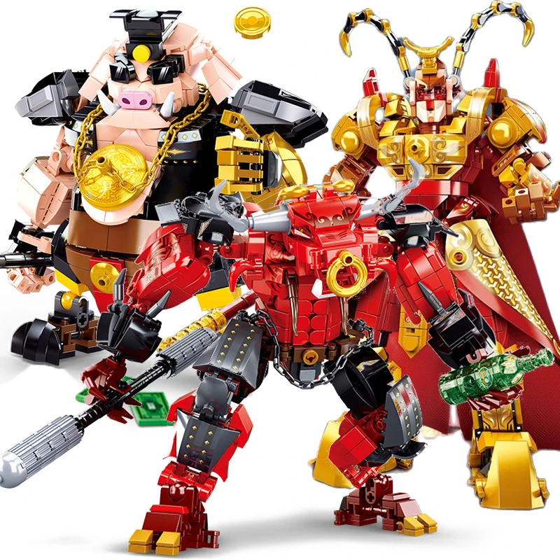 Moc Monkey King Warrior Mech Sun Wukong Monkie Mecha Figure City Building Blocks Demon Bull King Bricks Set Giocattoli Per Regalo Per Bambini