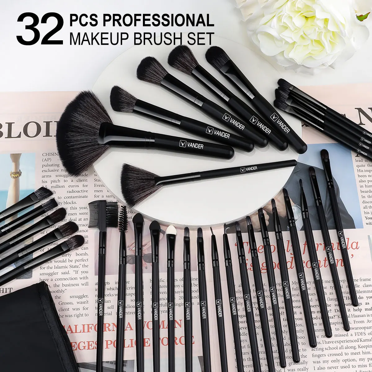 Set Di Pennelli Per Trucco Da 32 Pezzi Premium Sintetico Kabuki Foundation Powder Contour Blush Concealer Eye Shadow Blending Highlight Eyeliner