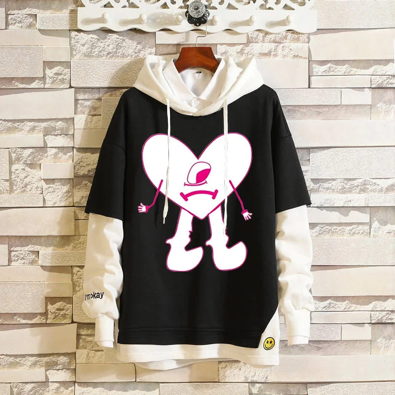 High Quality Hoodies Bad Bunny Un Verano Sin Ti Music Album Fashion Hoody Fake Two Hip Hop Streetwear Men'S Hoodies Sweatshirt