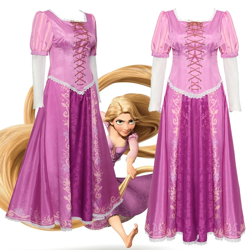 Disney Rapunzel Costume Adulti Donne Aggrovigliato Rapunzel Princess Purple Dress Cosplay Halloween Carnival Party Costume Per Ragazze