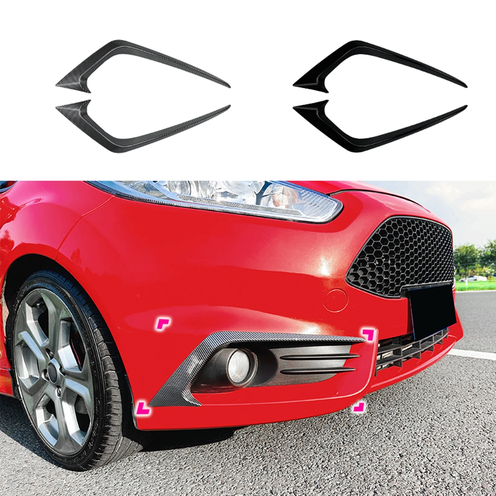 Copertura Paraurti Anteriore Splitter Laterale Sfiato Aria Canards Trim Per Ford Fiesta St Mk6 Mk6 B-Max B232 2008-2019