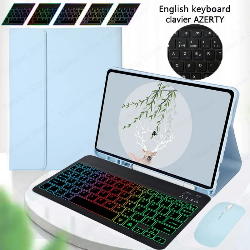Clavier Per Coque Tablette Samsung Galaxy Tab A8 Custodia 10.5 ''Tastiera Azerty Retroilluminata Per Custodia Coque Galaxy Tab A8 X200 X205 X207