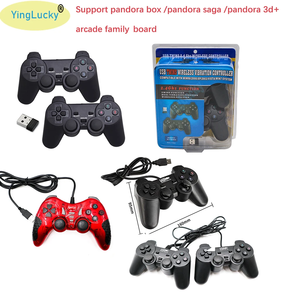 Nuovo Joypad Wireless Doppio Cablato Per Pandora Box 3D Pandora'S Dx Controller Di Gioco Arcade Board Pc Computer Gamepad Wireless Usb