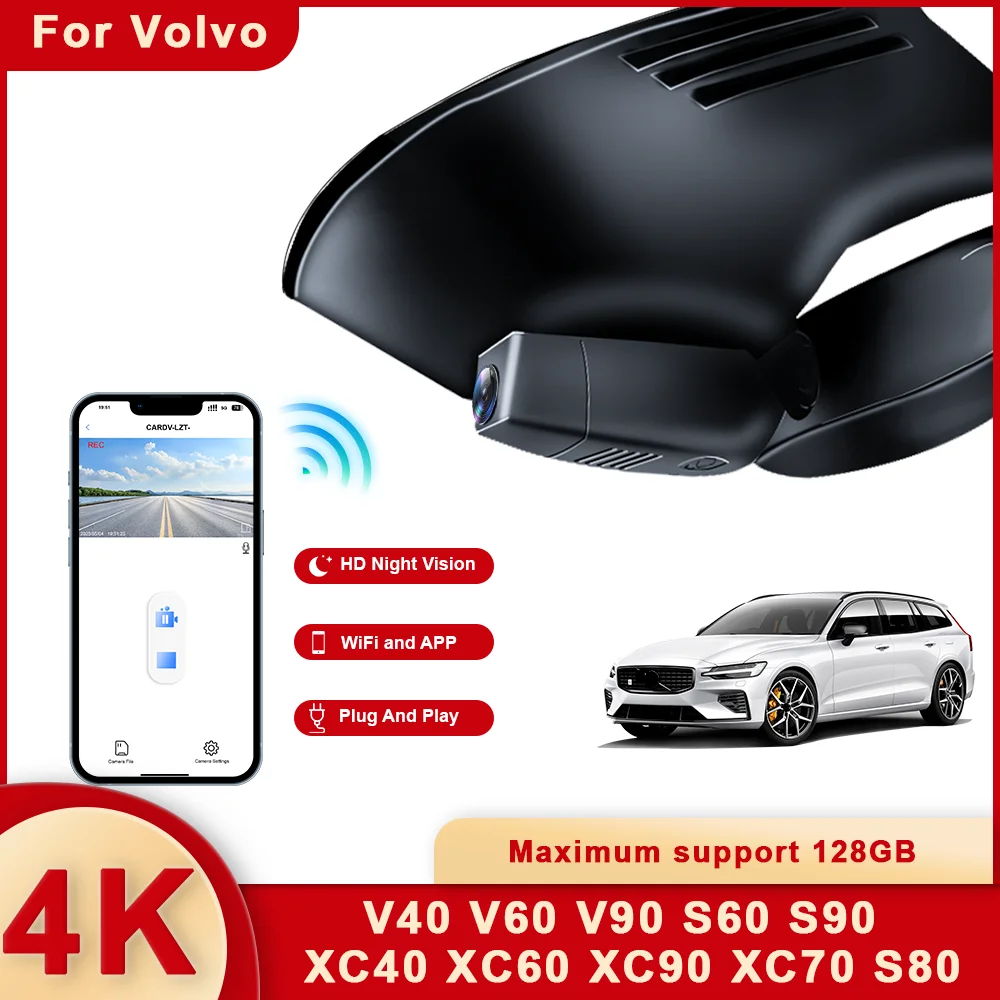 4K Dash Cam Per Volvo Xc90 Xc70 Xc60 Xc40 S90 S60 V90 V60 V40 Polestar 2 Wifi Dashcam Dash Camera Car Dvr Camera Plug And Play