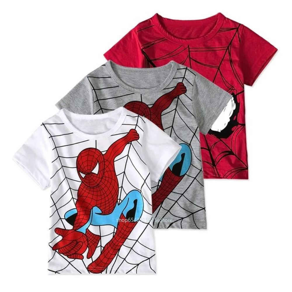 T-Shirt Estiva Per Bambini Costumi Cosplay Maglietta In Cotone Per Ragazzi E Ragazze Supereroe Stampa Spiderman Bambini A Maniche Corte