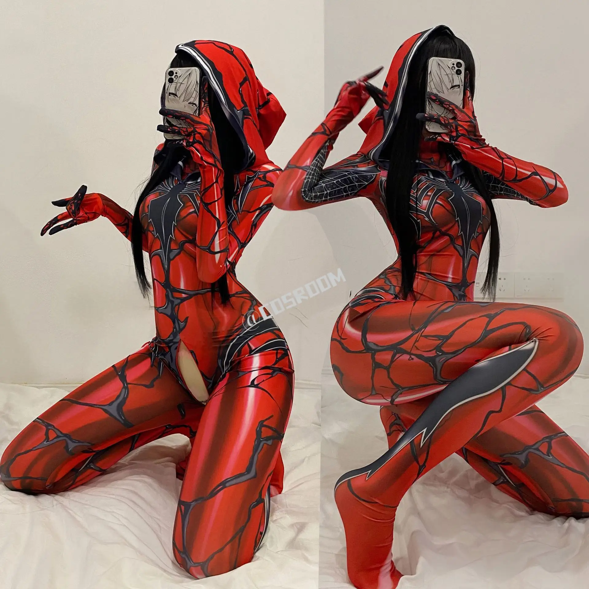 Venom Spiderman Cosplay Sexy Zentai Suit Donna Tuta Spandex Zentai Superhero Costume Body Costumi Da Festa Di Carnevale
