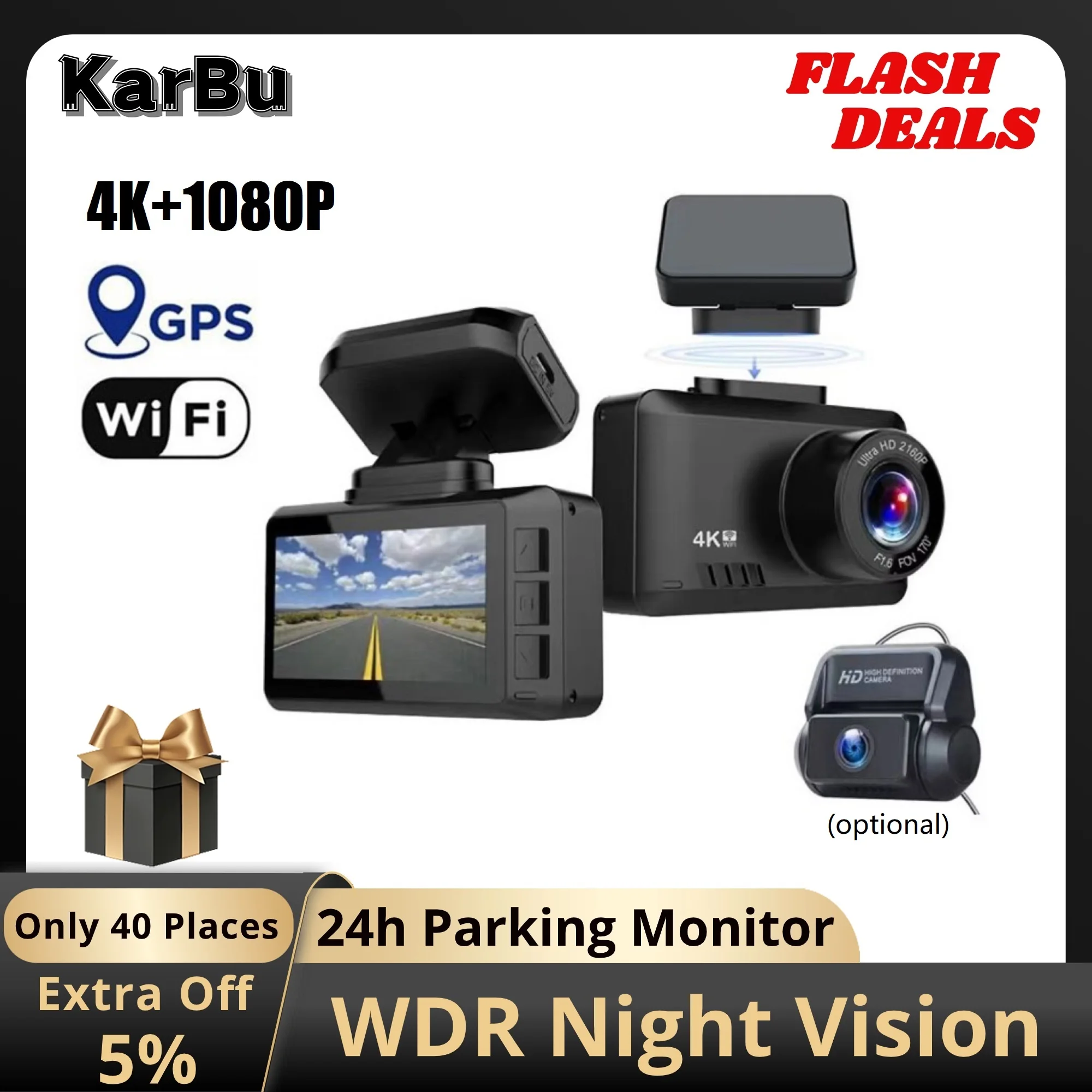 Dash Cam 4K Gps Wifi Mini Telecamera Per Auto Dashcam 24H Monitor Di Parcheggio Dvr Visione Notturna Para Coche Rejestrator Samochodowy