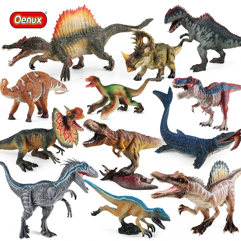 Oenux Dinosaur World T-Rex Velociraptor Mosasaurus Spinosaurus Jurassic Figurine Modello Animale Action Figures Collection Kid Toy