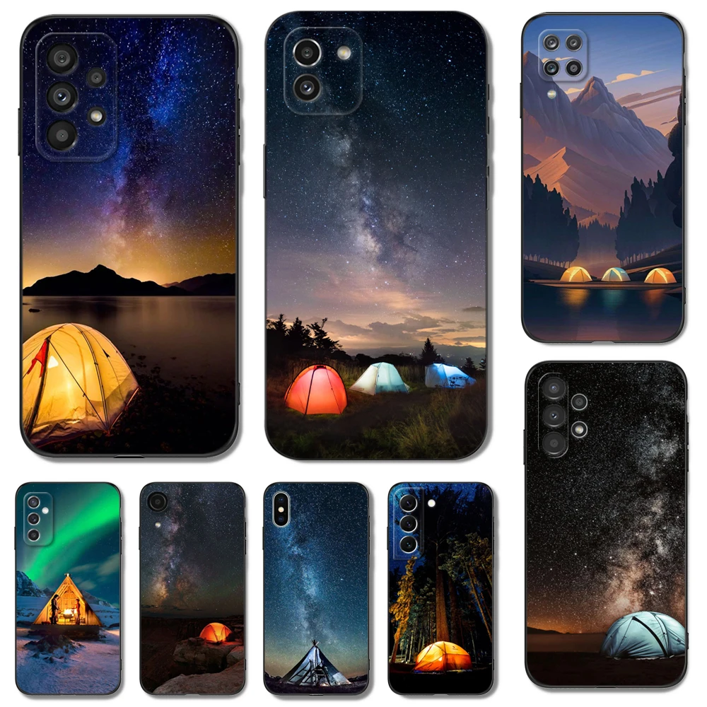 Custodia In Tpu Nero Per Samsung Galaxy S23 S22 S20 S21 Fe Plus Ultra + S10 E Lite Cover Camping Nature Mountain