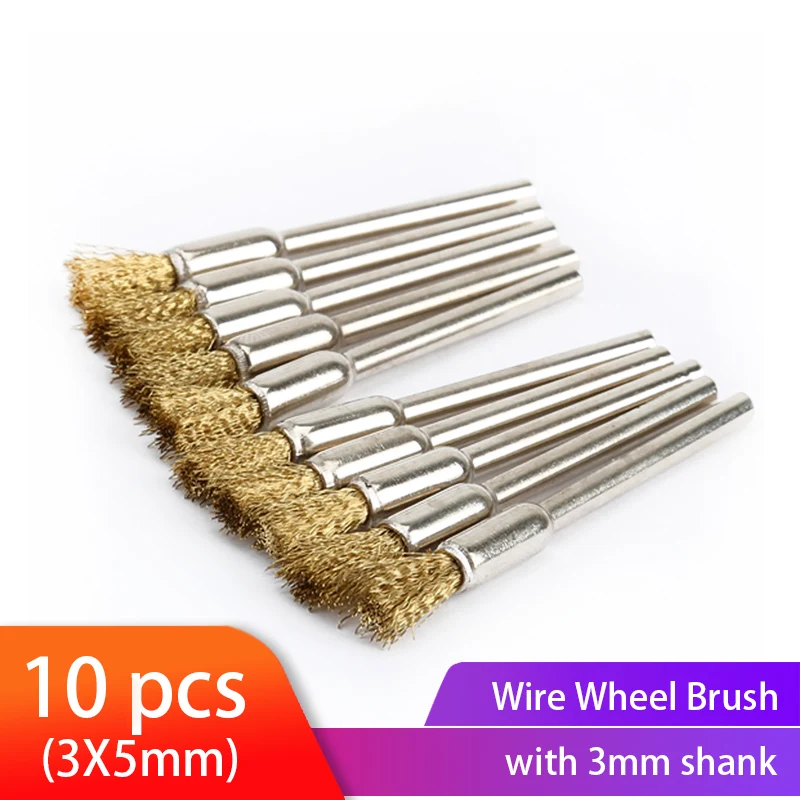 10Pcs In Acciaio Inox Filo Ruota Spazzola Dremel Strumento Rotante Per Mini Trapano Dremel Strumenti Di Lucidatura Dremel Accessori 3X5Mm
