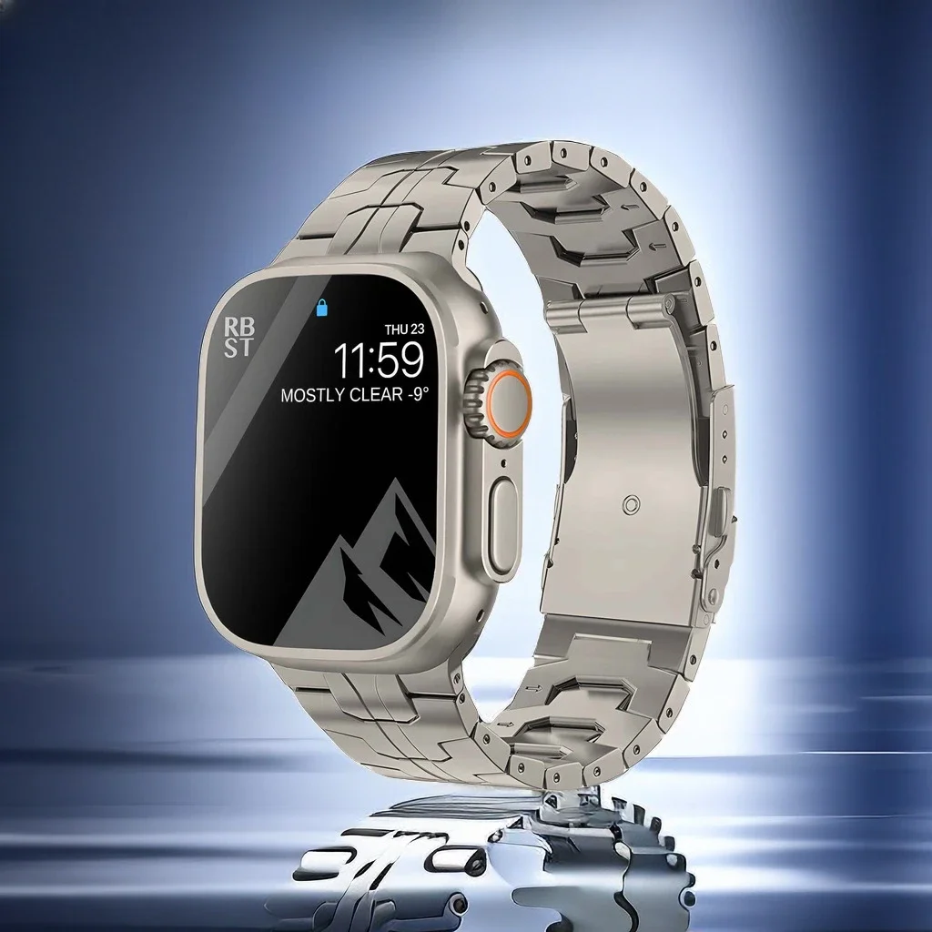 Adatto Per Apple Watch Iwatch S9 Universal Apple Watch 8 Ultra2 Stesso Colore Cinturino In Metallo Titanio