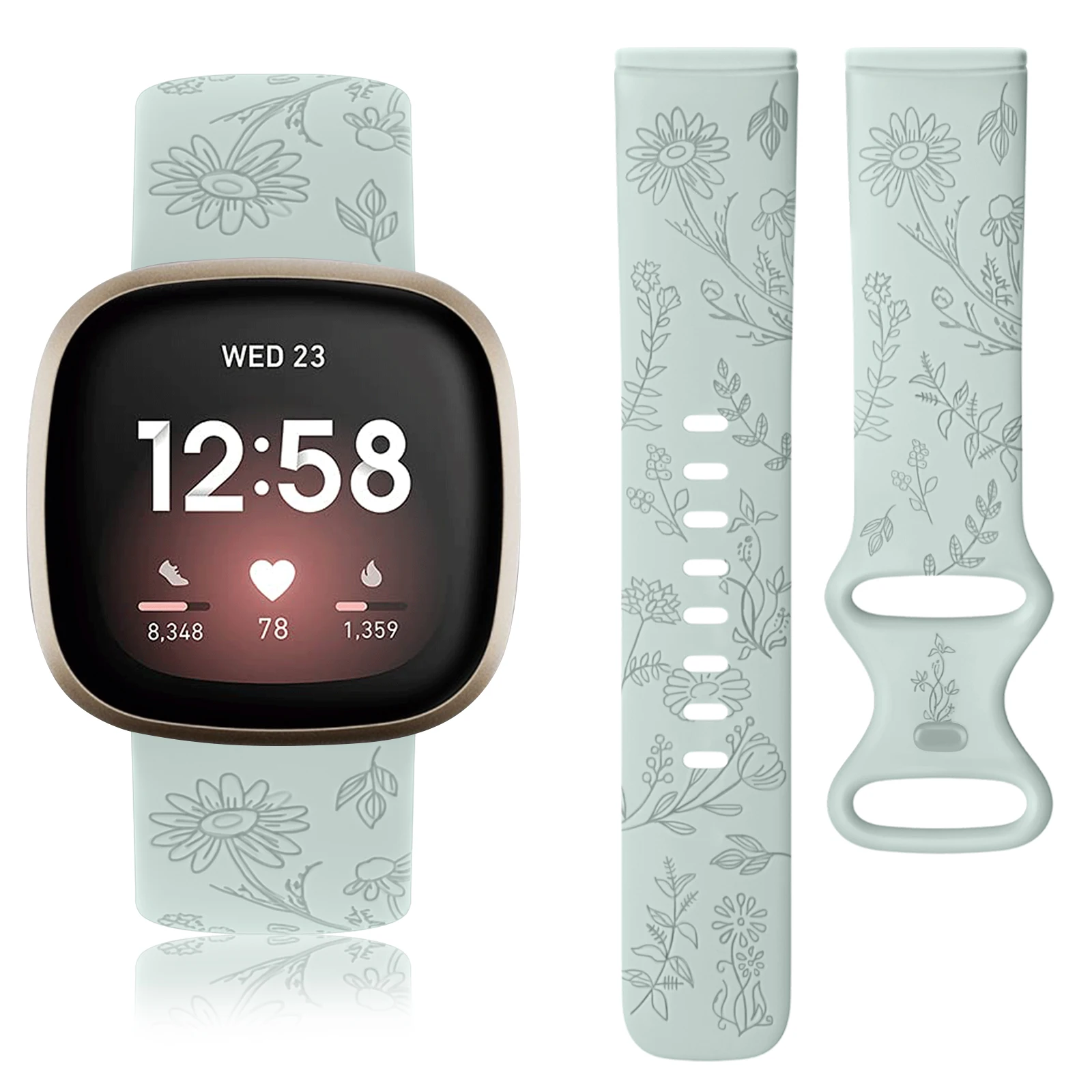Cinturino Inciso Floreale Per Fitbit Sense 2/Versa 4/Versa 3/Sense Strap Cinturino In Tpu Per Fitbit Versa 4/3 Sense/Sense 2 Bracciale