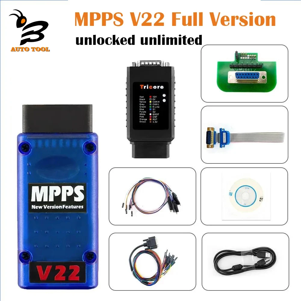 Mps Master V22 Ecu Master Main + Tricore Multiboot Breakout Tricore Cable Chip Tuning Scanner Sbloccato Multilingue Illimitato