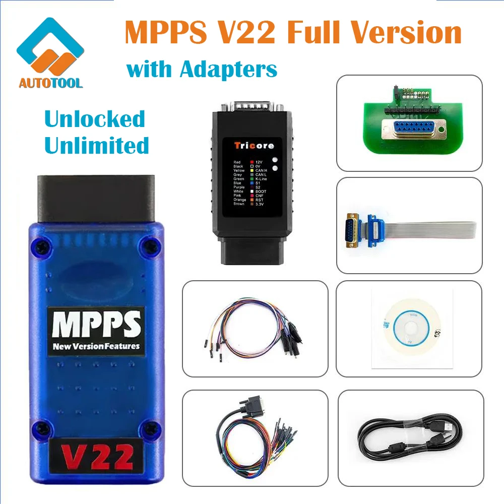 Mps Master V22 Ecu Master Main + Tricore Multiboot Breakout Tricore Cable Chip Tuning Scanner Sbloccato Multilingue Illimitato