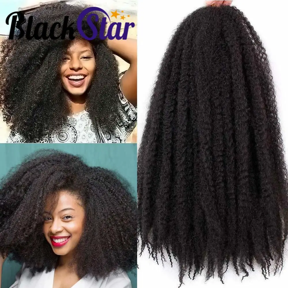 Black Star Marley Hair Afro Kinky Twist Crochet Hair 18 Pollici Ombre Estensioni Dei Capelli Intrecciati Sintetici Per Le Donne
