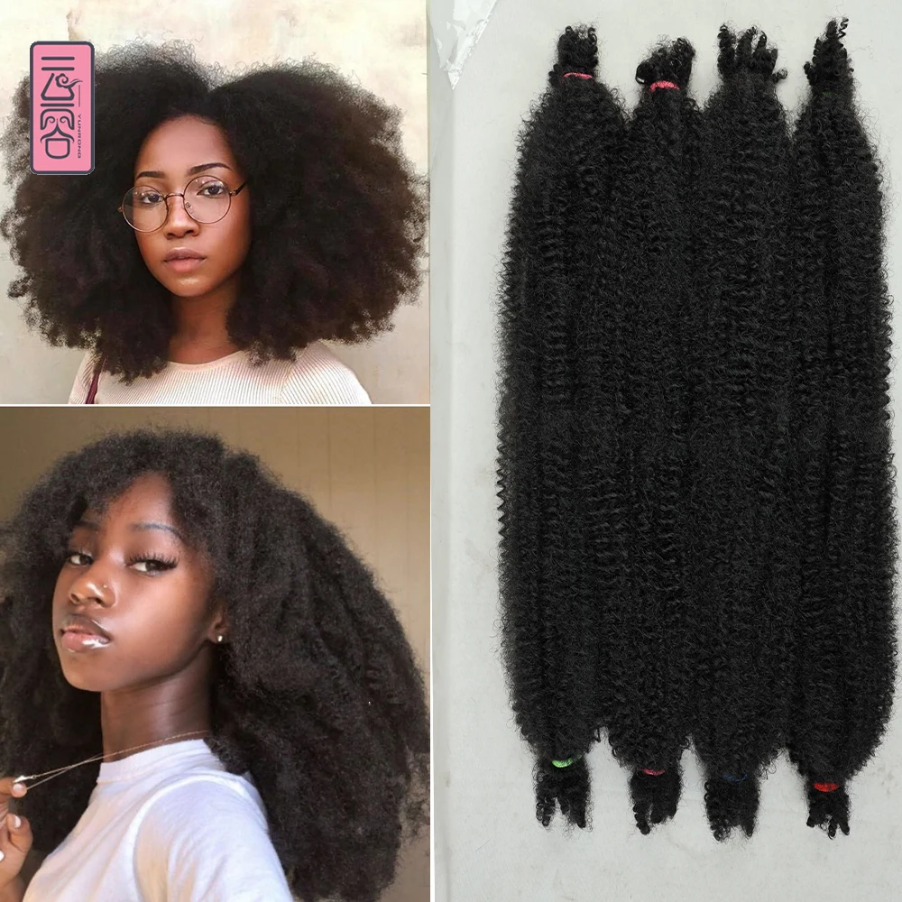 Yunrong Kinky Marley Intrecciare I Capelli Springy Afro Twist Crochet Hair Bulk Extensions Faux Locs Macony Braid Per Le Donne Africane