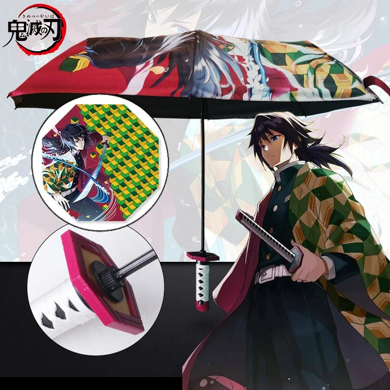 Anime Demon Slayer Katana Ombrello Ombrellone Pieghevole Kimetsu No Yaiba Giyuu Shinobu Giapponese Katana Maniglia Spada Ombrelli Regali