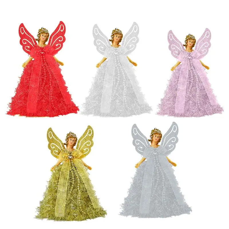 Angel Fairy Wings Tree Decoration Ornament Christmas Tree Topper Angel Figurine Treetop Festive Capodanno Home Party Decorativo