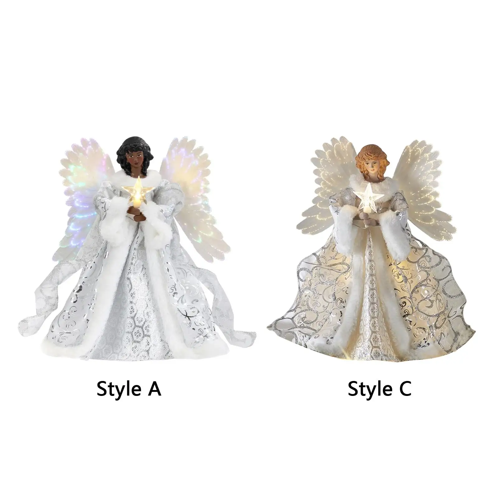 Angel Christmas Treetop 25*20Cm Angel Light Up Angel Tree Topper Per Desktop Office Festival Di Capodanno Garden Holiday Home Decor