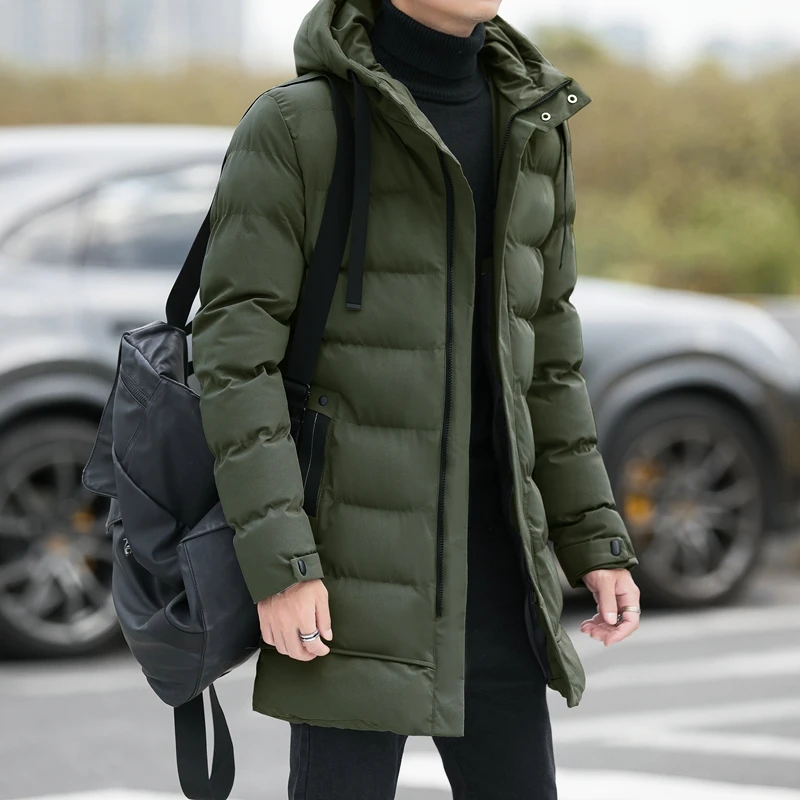 Nuovi Capispalla Maschili Cappotti Invernali Giacche Slim Fit Giacche Invernali Uomo Con Cappuccio Casual Piumini Lunghi Giacche Parka Caldi Più Spess