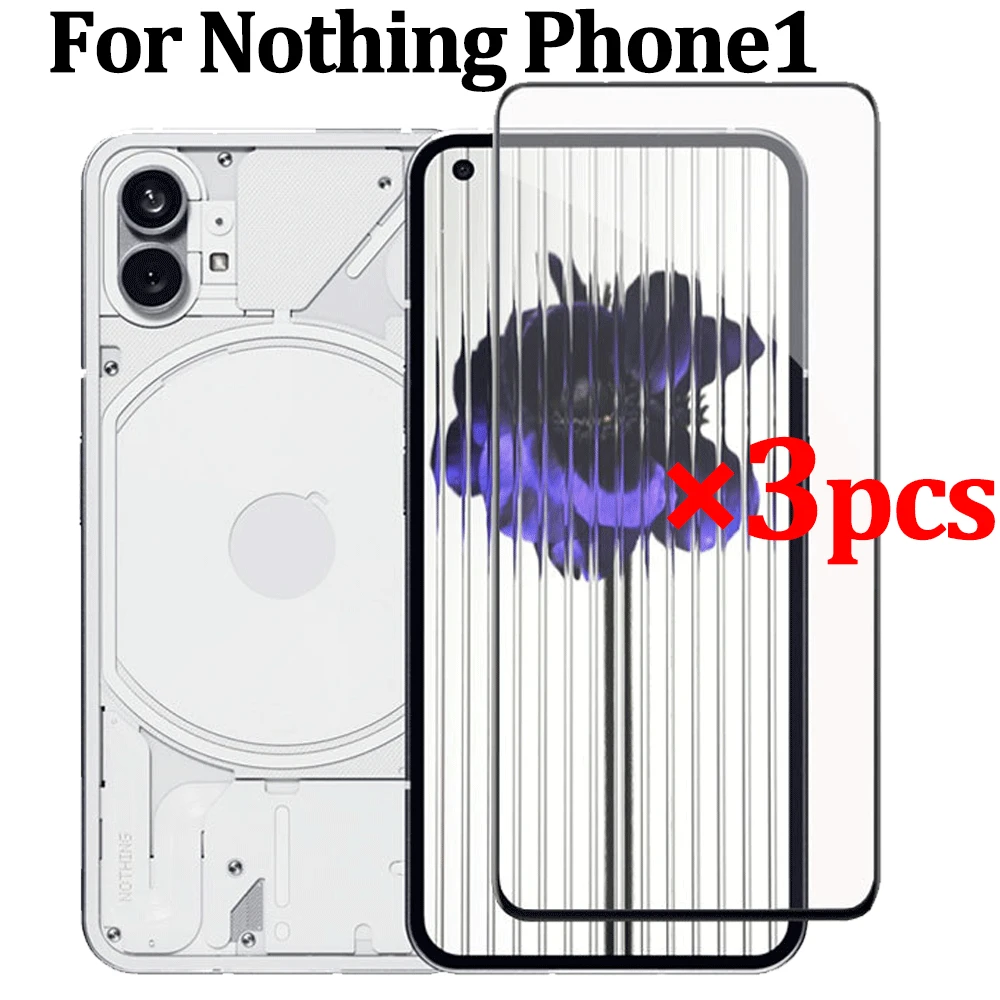 3Pcs Black Edge Tempered Glass Film For Nothing Phone 1 Screen Protector For Nothing Phone 1 Full Coverage Screen Protector