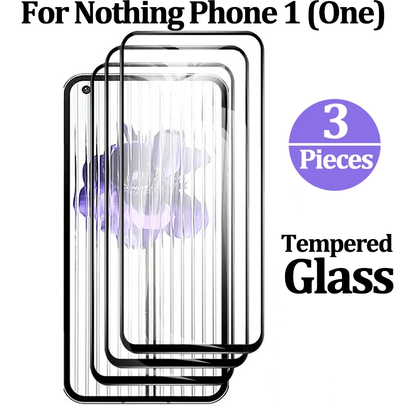 3Pcs 9D Black Edge Tempered Glass For Nothing Phone 1 5G Screen Protector For Nothing Phone 1 Full Cover Glass Screen Protector