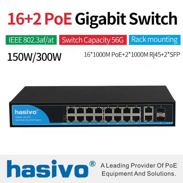 16 Porte Poe Switch Con 2 Gigabit Sfp 16 Poe 2 Porte Sfp Gigbit Poe Ethernet Switch Di Rete A 1000 Mbps