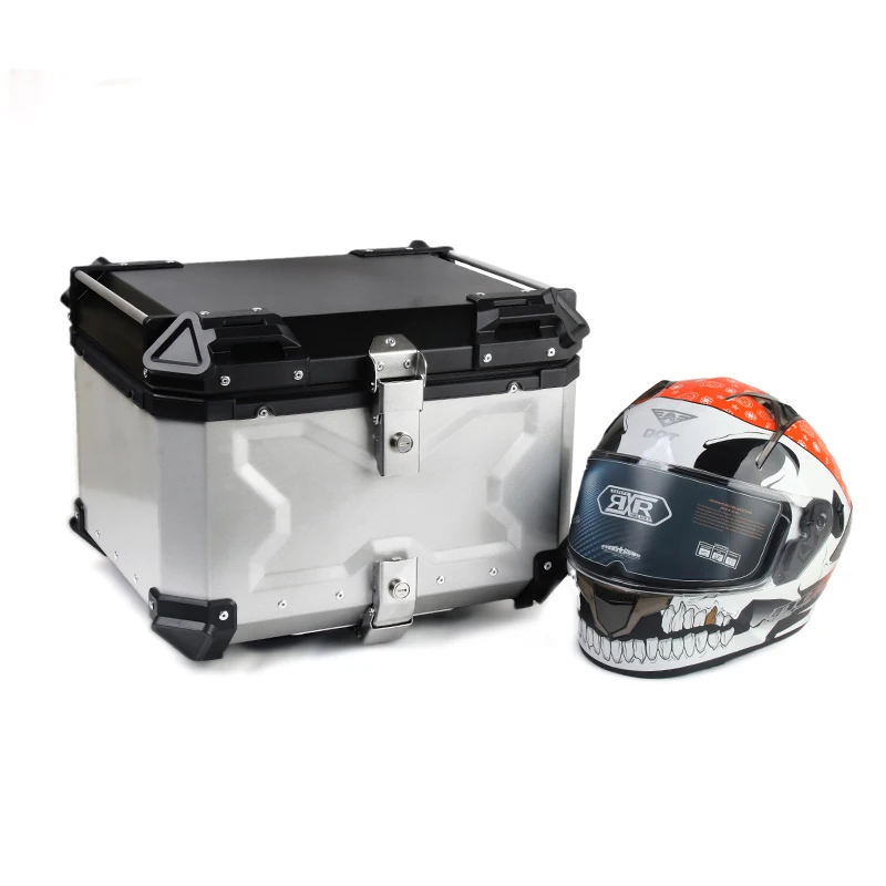 55L Moto Carry Toolbox Trunk Top Case Aluminio 65L Schienale Per Bagagli Scatola Posteriore In Lega Di Alluminio Altre Parti Del Motociclo Accessori